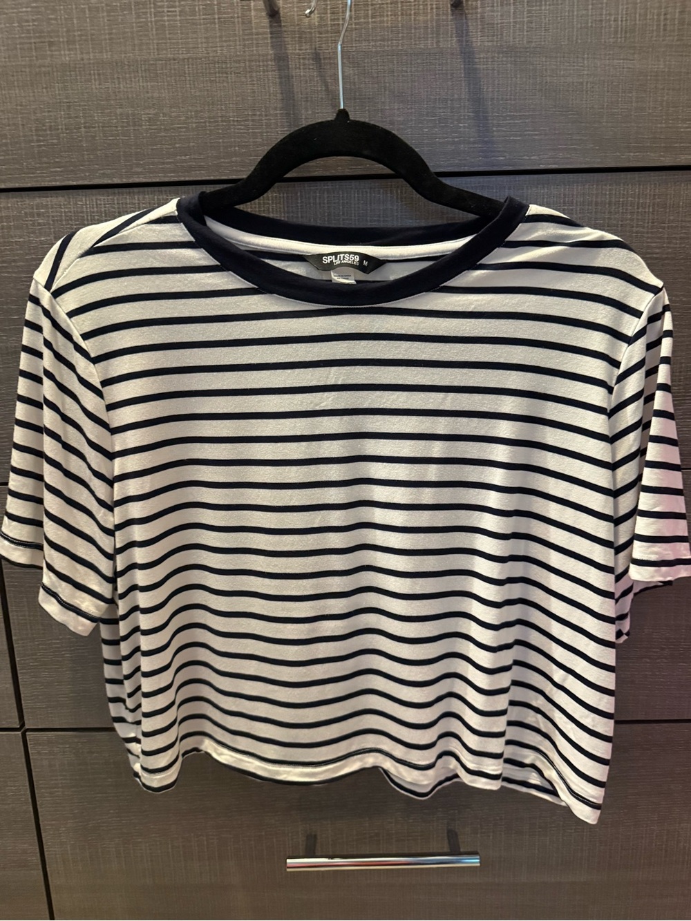 Splits59 Black & Off-White Striped Short Sleeve Tee